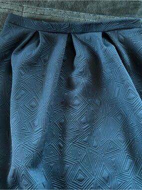 Textured Dark Teal Pleated Skirt